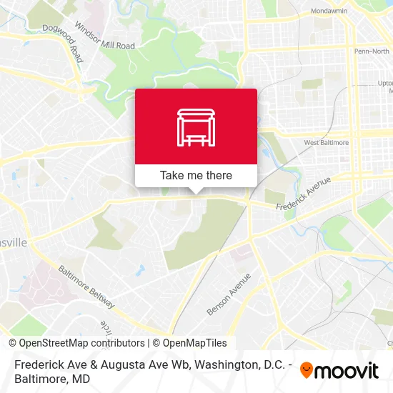 Frederick Ave & Augusta Ave Wb map