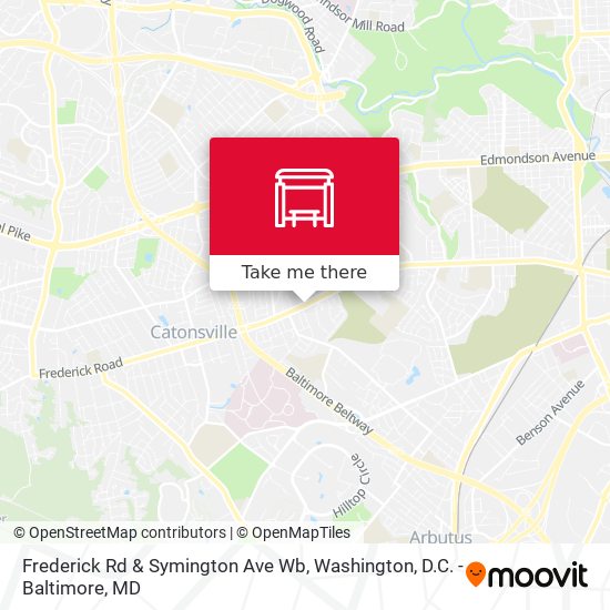 Frederick Rd & Symington Ave Wb map