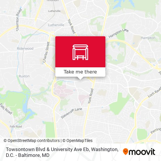 Towsontown Blvd & University Ave Eb map