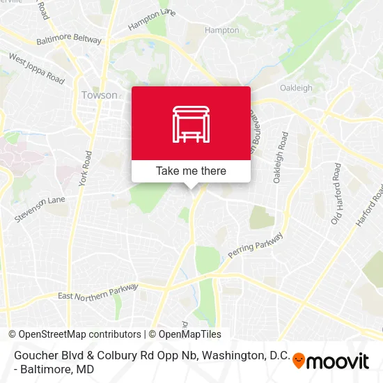 Goucher Blvd & Colbury Rd Opp Nb map