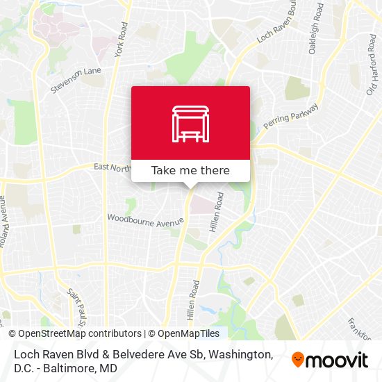 Loch Raven Blvd & Belvedere Ave Sb map