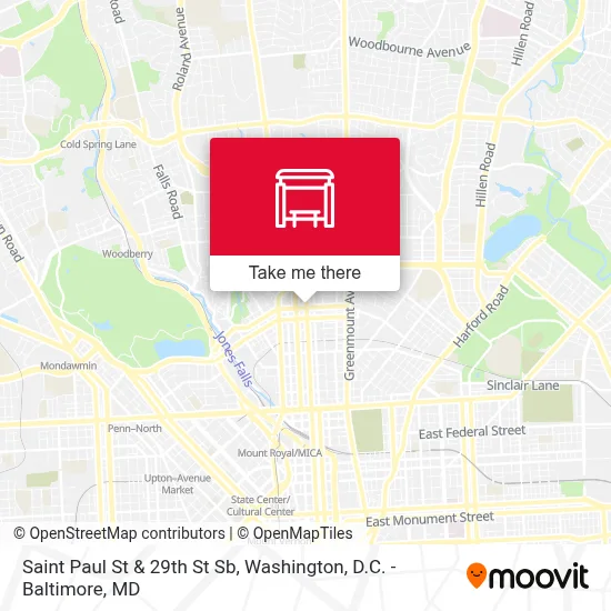 Saint Paul St & 29th St Sb map