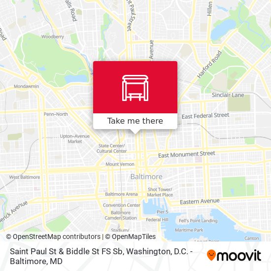 Saint Paul St & Biddle St FS Sb map