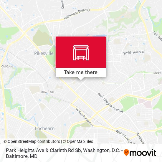 Park Heights Ave & Clarinth Rd Sb map