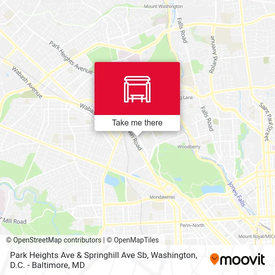 Park Heights Ave & Springhill Ave Sb map