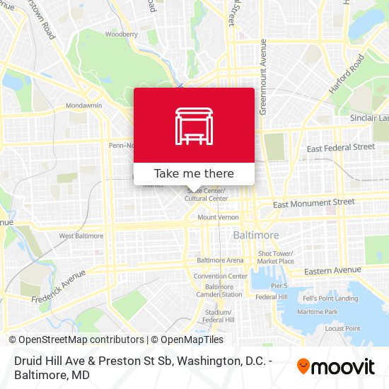 Druid Hill Ave & Preston St Sb map