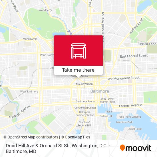 Druid Hill Ave & Orchard St Sb map