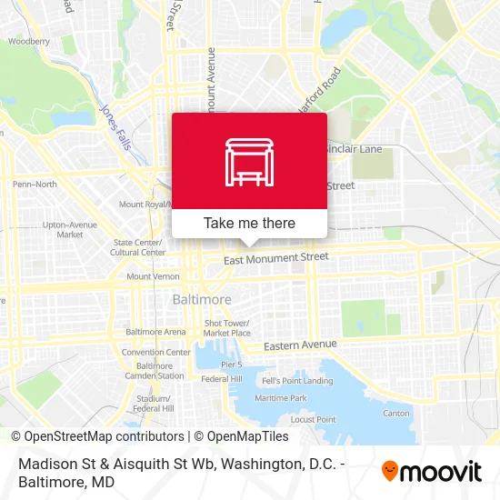 Madison St & Aisquith St Wb map