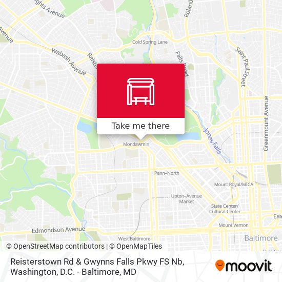 Reisterstown Rd & Gwynns Falls Pkwy FS Nb map