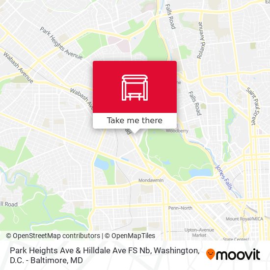 Park Heights Ave & Hilldale Ave FS Nb map