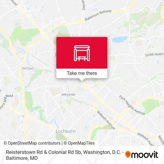 Reisterstown Rd & Colonial Rd Sb map