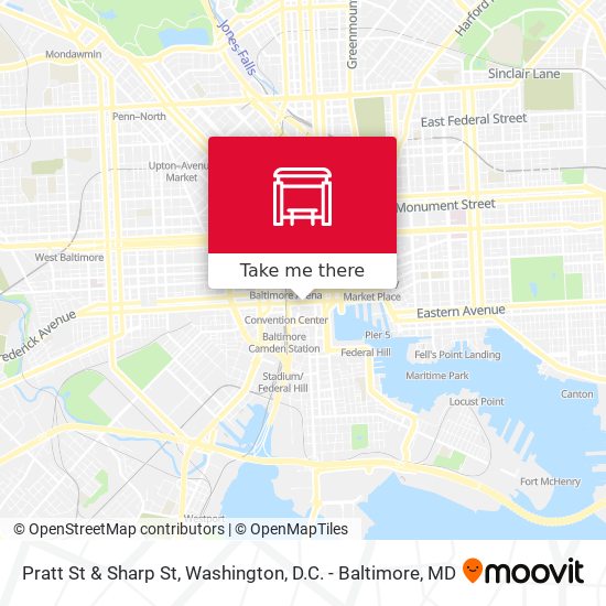 Pratt St & Sharp St map