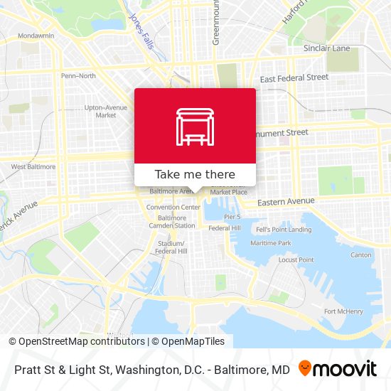 Pratt St & Light St map