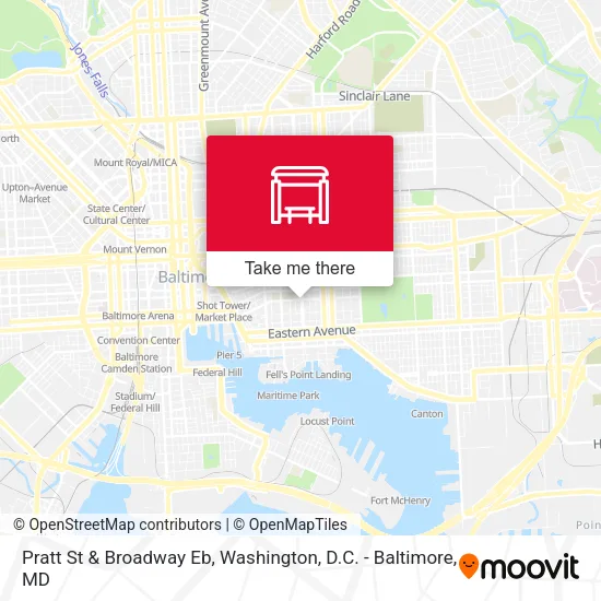 Pratt St & Broadway Eb map