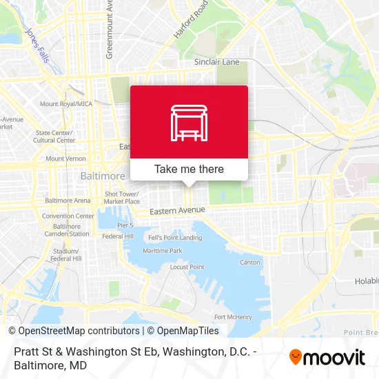 Pratt St & Washington St Eb map