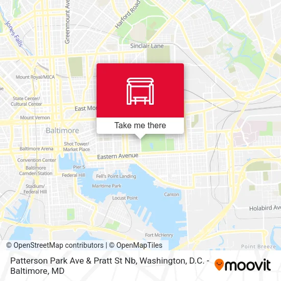 Patterson Park Ave & Pratt St Nb map