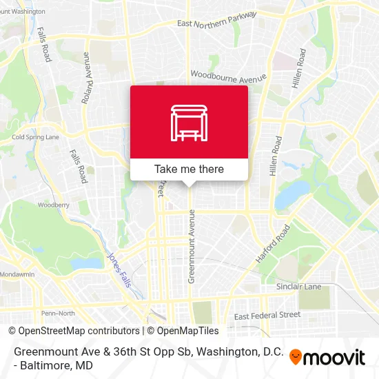 Greenmount Ave & 36th St Opp Sb map