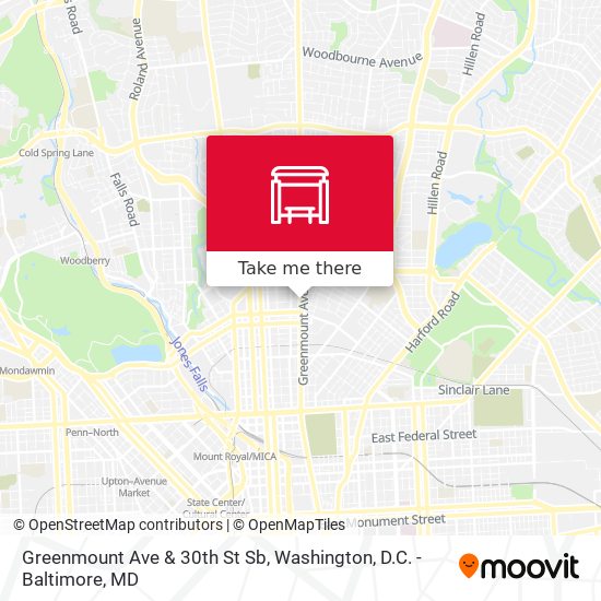 Mapa de Greenmount Ave & 30th St Sb
