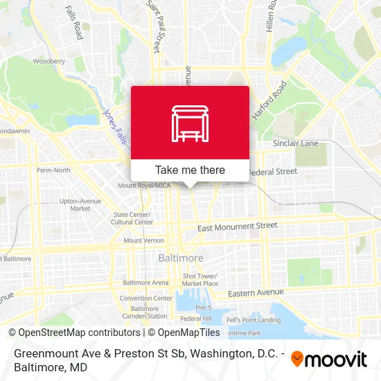 Greenmount Ave & Preston St Sb map