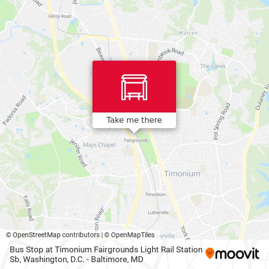 Bus Stop at Timonium Fairgrounds Light Rail Station Sb map