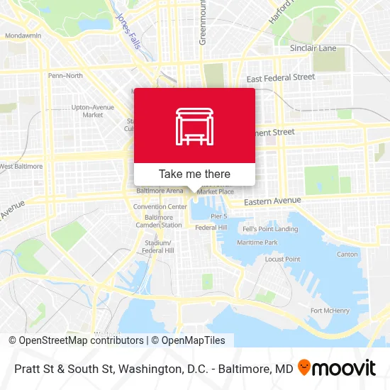 Pratt St & South St map