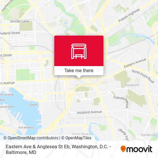 Eastern Ave & Anglesea St Eb map