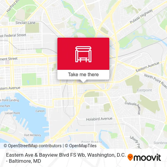Eastern Ave & Bayview Blvd FS Wb map