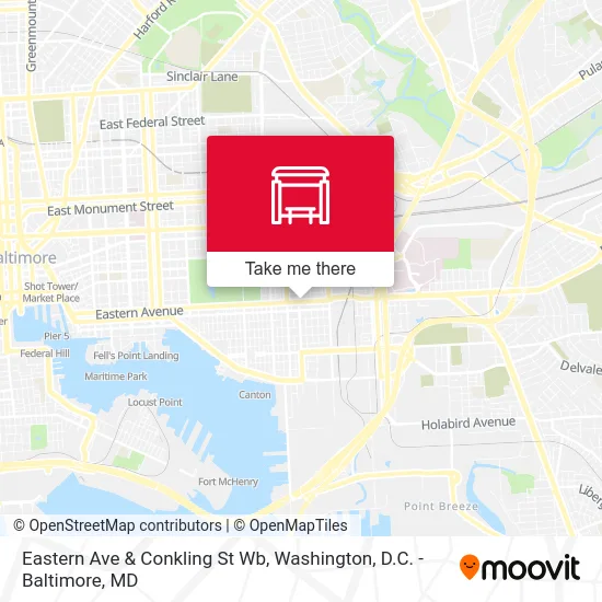 Eastern Ave & Conkling St Wb map