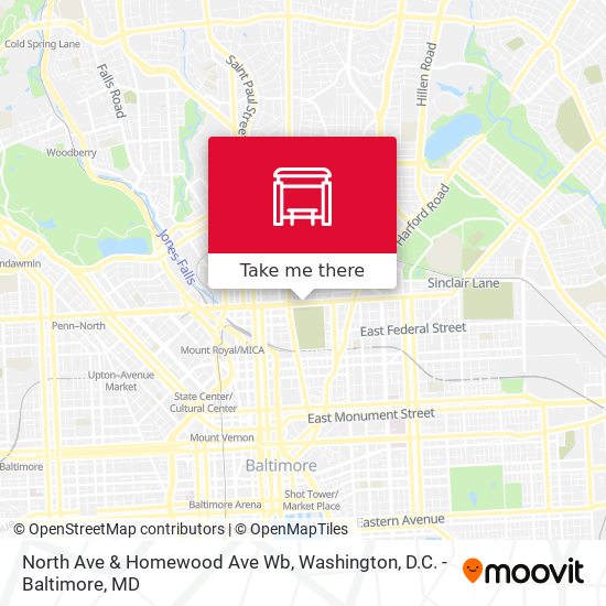 North Ave & Homewood Ave Wb map