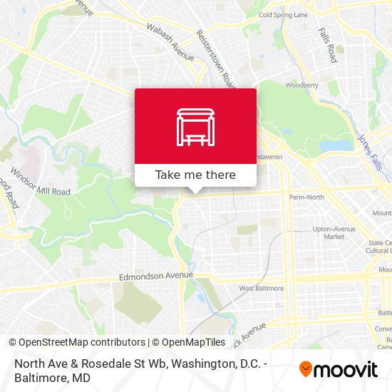 North Ave & Rosedale St Wb map