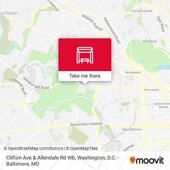 Clifton Ave & Allendale Rd Wb map