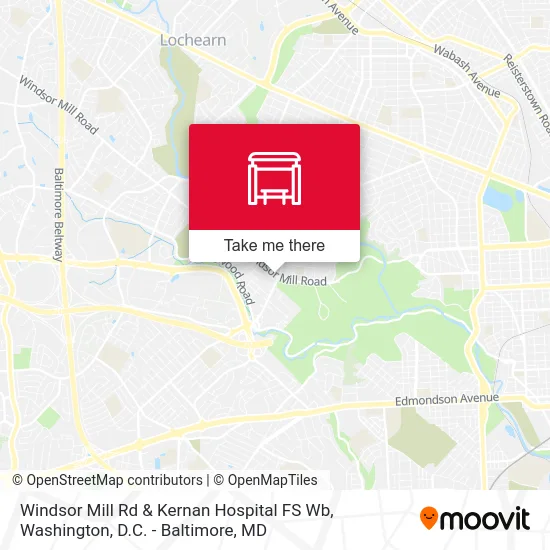 Windsor Mill Rd & Kernan Hospital FS Wb map