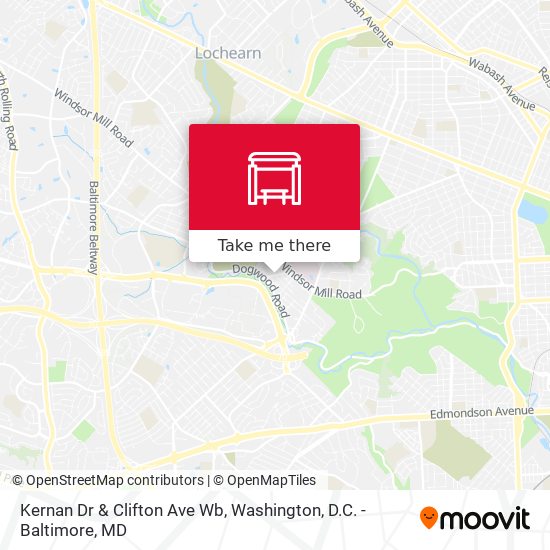 Kernan Dr & Clifton Ave Wb map