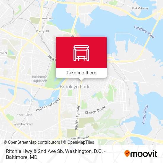 Ritchie Hwy & 2nd Ave Sb map