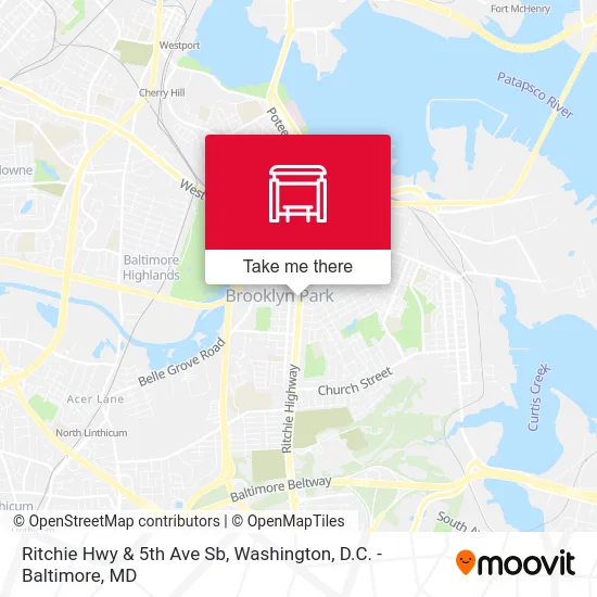 Ritchie Hwy & 5th Ave Sb map
