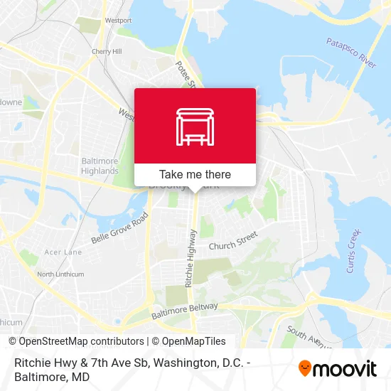 Ritchie Hwy & 7th Ave Sb map
