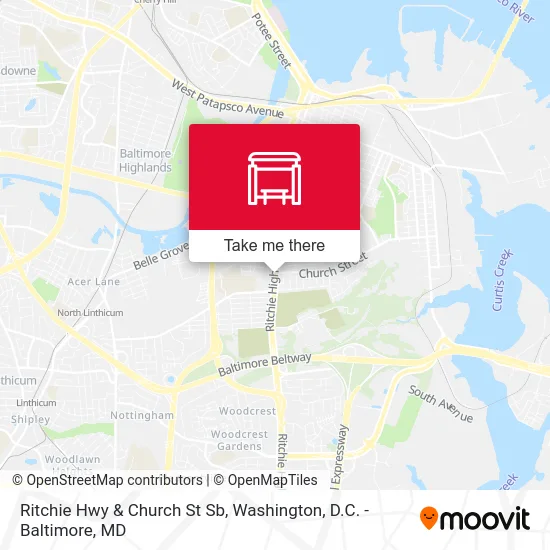 Ritchie Hwy & Church St Sb map