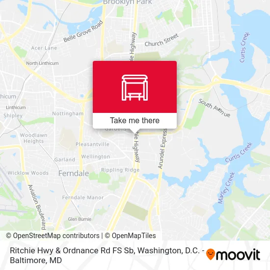 Ritchie Hwy & Ordnance Rd FS Sb map
