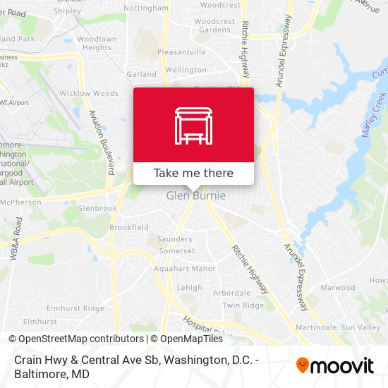 Crain Hwy & Central Ave Sb map