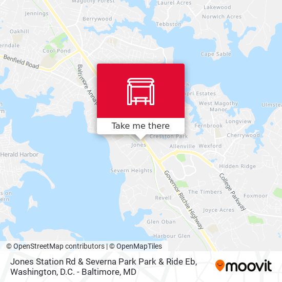 Mapa de Jones Station Rd & Severna Park Park & Ride Eb