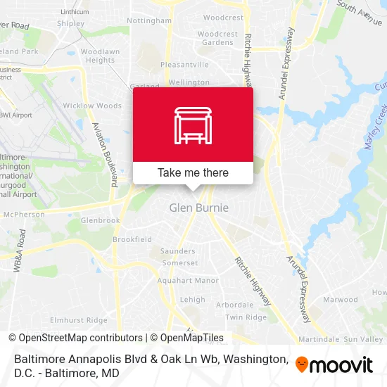 Baltimore Annapolis Blvd & Oak Ln Wb map