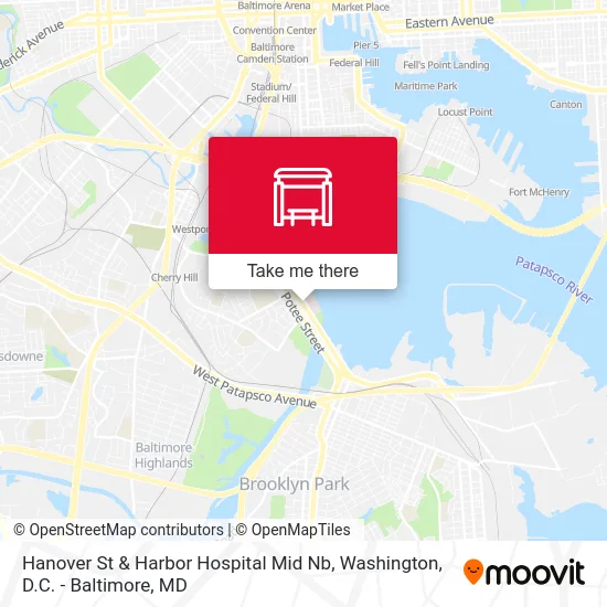 Hanover St & Harbor Hospital Mid Nb map