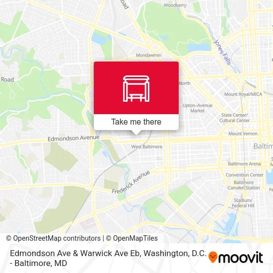 Edmondson Ave & Warwick Ave Eb map