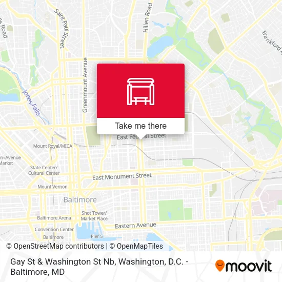 Gay St & Washington St Nb map