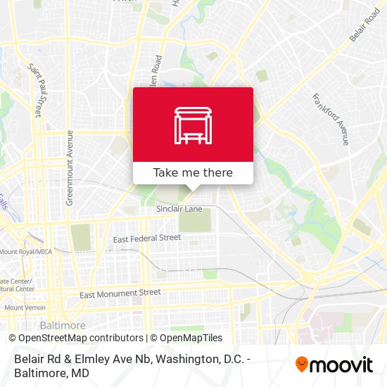 Belair Rd & Elmley Ave Nb map