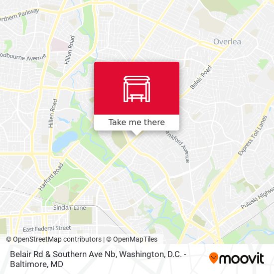 Belair Rd & Southern Ave Nb map