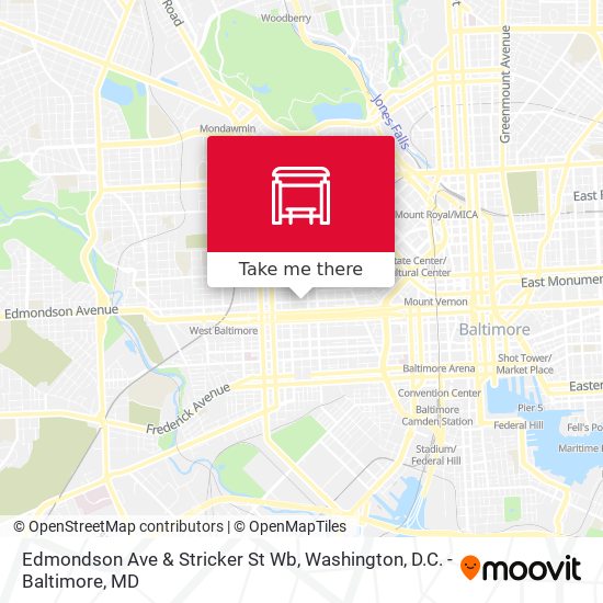 Edmondson Ave & Stricker St Wb map