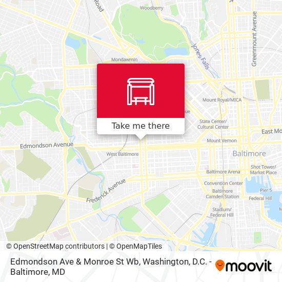 Edmondson Ave & Monroe St Wb map