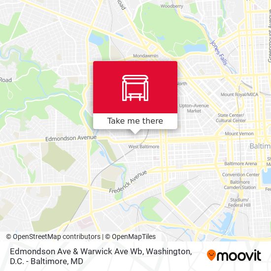 Edmondson Ave & Warwick Ave Wb map