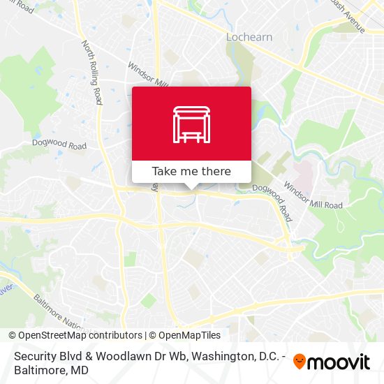 Security Blvd & Woodlawn Dr Wb map